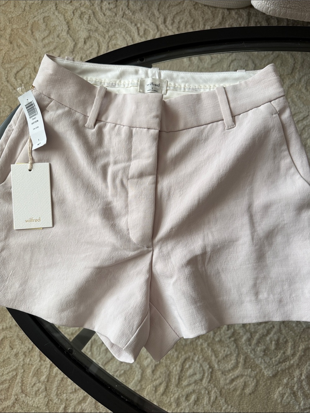 Wilfred Light Blush/Vin Gris High-Rise Tailored Shorts  NWT